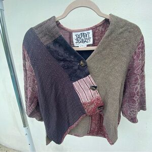 Vintage Donna Jessica Boho Multicolor Patchwork Top Size 2